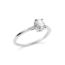 将图片加载到图库查看器,14K White Gold 1/2 Cttw Oval Lab Grown Diamond 4 Prong Solitaire Engagement Ring (F-G Color, VS2-SI1 Clarity) - Size 7