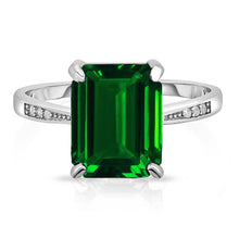 将图片加载到图库查看器,4.00 CTTW Genuine Emerald Sterling Silver Ring - Assorted Sizes