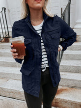 Load image into Gallery viewer, Retro Pocketed Long Sleeve Zip-Up Jacket Lightweight & Stylish Outerwear for Everyday Wear