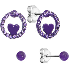 将图片加载到图库查看器,Purple Heart Loop Stud Earring Set