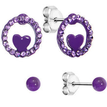 将图片加载到图库查看器,Purple Heart Loop Stud Earring Set