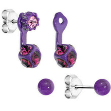 Load image into Gallery viewer, Purple Floral Drop Stud Earring Set
