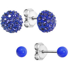 Load image into Gallery viewer, Blue Gem Dome Stud Earring Set