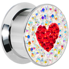 Load image into Gallery viewer, 5/8 Stainless Steel Aurora Gem Red Heart Screw Fit Plug