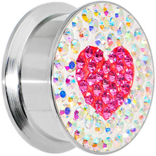 Load image into Gallery viewer, 20mm Stainless Steel Aurora Gem Pink Heart Screw Fit Plug