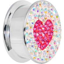 Load image into Gallery viewer, 7/8 Stainless Steel Aurora Gem Pink Heart Screw Fit Plug