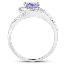 Load image into Gallery viewer, 1.82 Carat Genuine Tanzanite and White Zircon .925 Sterling Silver Ring