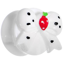 Load image into Gallery viewer, 5/8 White Acrylic Berry Polka Dot Bow Saddle Plug