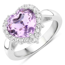 Load image into Gallery viewer, 4.03 Carat Genuine Pink Amethyst and White Topaz .925 Sterling Silver Ring