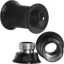 将图片加载到图库查看器,2G Anodized Titanium Black Double Flare Screw Fit Tunnel