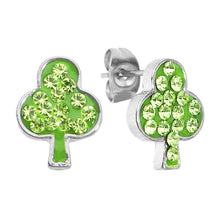 Load image into Gallery viewer, Green Ferido Crystal Lucky Clover Stud Earrings