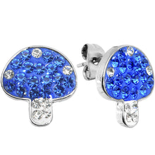 Load image into Gallery viewer, Blue Clear Ferido Crystal Button Mushroom Stud Earrings