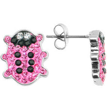 Load image into Gallery viewer, Pink Ferido Crystal Snuggle Bug Stud Earrings