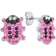Load image into Gallery viewer, Pink Ferido Crystal Snuggle Bug Stud Earrings
