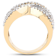 Load image into Gallery viewer, 14K Yellow Gold Plated 1.58 Carat Genuine Black Diamond, White Diamond & Yellow Diamond .925 Sterling Silver Ring