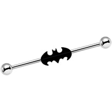 Load image into Gallery viewer, Officially Licensed Steel Black Batman Logo Industrial Barbell 38mm