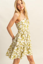 Load image into Gallery viewer, New Summer Floral Print Halter Neck Tiered Mini Dress For Women – Elegant Halter Neckline Dress with Crisscross Detailing and Playful Tiered Skirt