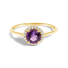 将图片加载到图库查看器,10K White Gold Purple Amethyst and 1/10 Cttw Diamond Halo Ring