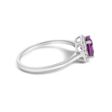 将图片加载到图库查看器,10K White Gold Purple Amethyst and 1/10 Cttw Diamond Halo Ring