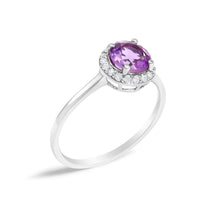 将图片加载到图库查看器,10K White Gold Purple Amethyst and 1/10 Cttw Diamond Halo Ring