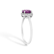 将图片加载到图库查看器,10K White Gold Purple Amethyst and 1/10 Cttw Diamond Halo Ring