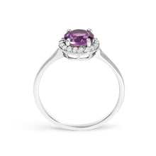 将图片加载到图库查看器,10K White Gold Purple Amethyst and 1/10 Cttw Diamond Halo Ring