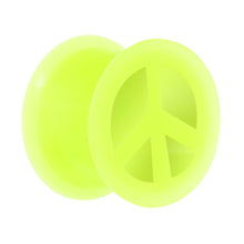 Load image into Gallery viewer, Neon Yellow Silicone Peace Sign Tunnel 0G to 14mm