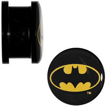 Load image into Gallery viewer, 5/8 Black Acrylic Batman Logo Screw Fit Plug Set