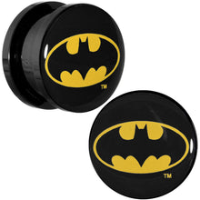 Load image into Gallery viewer, 5/8 Black Acrylic Batman Logo Screw Fit Plug Set