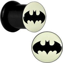 Load image into Gallery viewer, 0G Black Acrylic Glow in the Dark Batman Plug Set