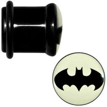 Load image into Gallery viewer, 9/16 Black Acrylic Glow in the Dark Batman Plug Set