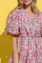 Load image into Gallery viewer, Full Size Floral Surplice Puff Sleeve Dress – Feminine Floral Dress, Surplice Neckline Dress, Puff Sleeve Dress, Elegant Floral Dress, Romantic Party Dress, Charming Floral Dress, Versatile Dress for Every Occasion