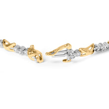 将图片加载到图库查看器,10K Two-Tone Gold 1/2 Cttw Diamond Alternating 3 Stone and X-Link 7" Bracelet (I-J Color, I2-I3 Clarity)