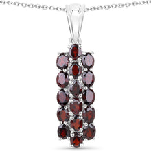 Load image into Gallery viewer, 10.40 Carat Genuine Garnet .925 Sterling Silver 3 Piece Jewelry Set (Ring, Earrings, and Pendant w/ Chain)