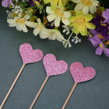将图片加载到图库查看器,40pcs/set Bling Heart Shape Insert Cards With Toothpick For Wedding Birthday Party Cute Lovely Gifts Cake Decorations Cocktail Picks Handmade Heart Shape Bamboo Toothpicks