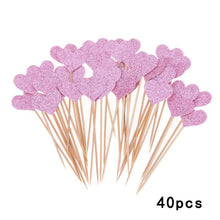 将图片加载到图库查看器,40pcs/set Bling Heart Shape Insert Cards With Toothpick For Wedding Birthday Party Cute Lovely Gifts Cake Decorations Cocktail Picks Handmade Heart Shape Bamboo Toothpicks