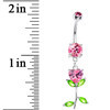 Load image into Gallery viewer, I love Tulips Pink Dazzle Flower Belly Ring