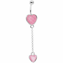 Load image into Gallery viewer, Glittery Pink Dangle Belly Ring