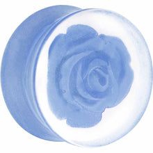将图片加载到图库查看器,20mm Clear Acrylic Blue Floating Rose Flower Saddle Plug