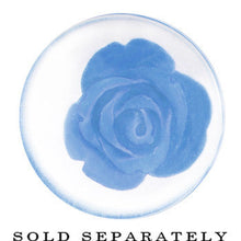 将图片加载到图库查看器,20mm Clear Acrylic Blue Floating Rose Flower Saddle Plug