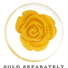 Load image into Gallery viewer, 20mm Clear Acrylic Yellow Floating Rose Flower Saddle Plug