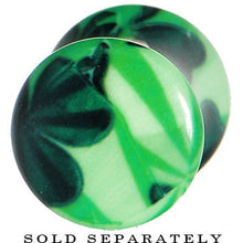 将图片加载到图库查看器,0G Green Acrylic Four Leaf Clover Field Saddle Plug