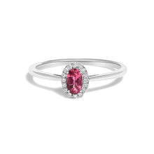 Load image into Gallery viewer, 10K White Gold 5X3MM Oval Purple Amethyst and Diamond Accent Halo Ring (I-J Color, I1-I2 Clarity) - Ring Size 6.5