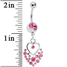 Load image into Gallery viewer, Dazzling Pink Embellished Heart Dangle Belly Ring