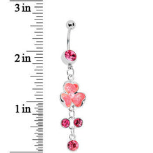 Load image into Gallery viewer, Floral Allure Pink Gem Dangle Belly Ring
