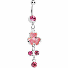 Load image into Gallery viewer, Floral Allure Pink Gem Dangle Belly Ring