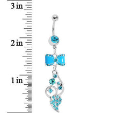 将图片加载到图库查看器,Blue Enamel Bowtie Winding Vine Belly Ring