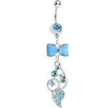 将图片加载到图库查看器,Blue Enamel Bowtie Winding Vine Belly Ring