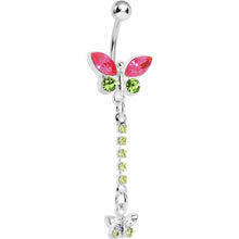 Load image into Gallery viewer, Springtime Meadow Dual Butterfly Dangle Belly Ring
