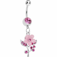 Load image into Gallery viewer, Pink Springtime Pansy Flower Belly Ring